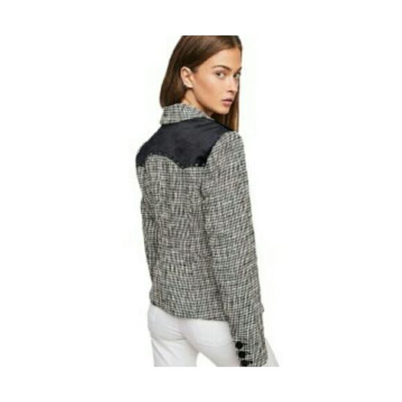 Free People Black and White Houndstooth Rodeo Blazer Size Small Jacket NWOT - Picture 2 of 14